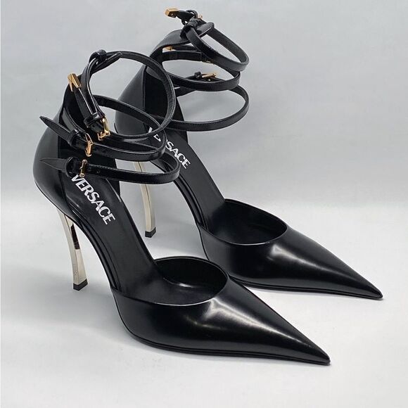 Versace Pin Point Leather Ankle Strap Pumps size 39.5 - Picture 8 of 16